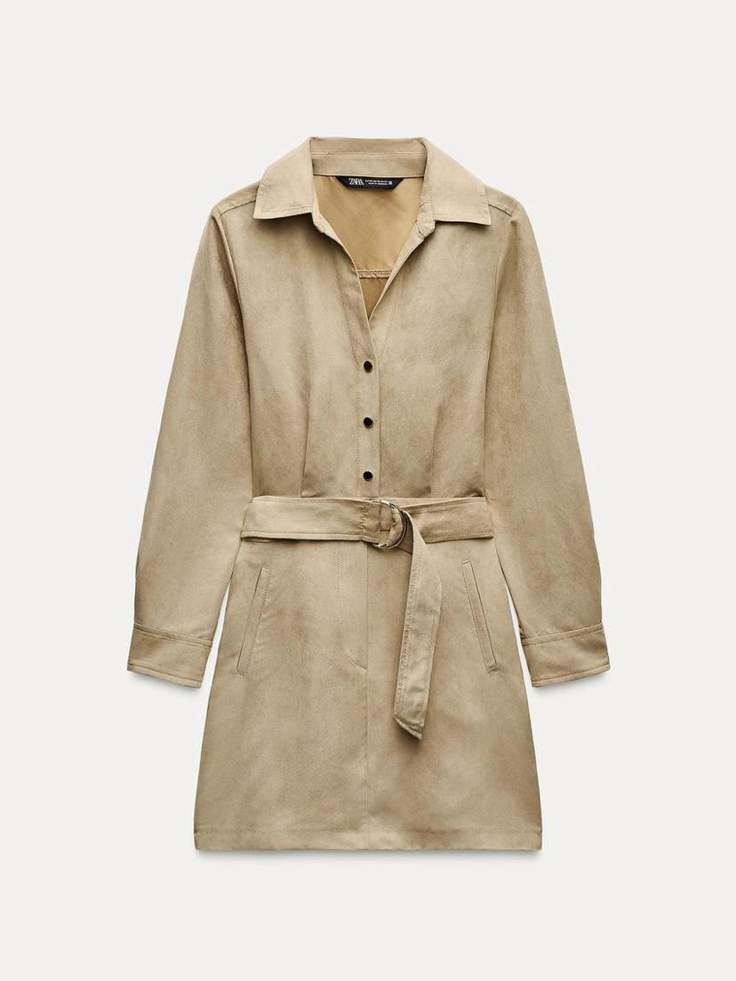 Vestido camisero beige
