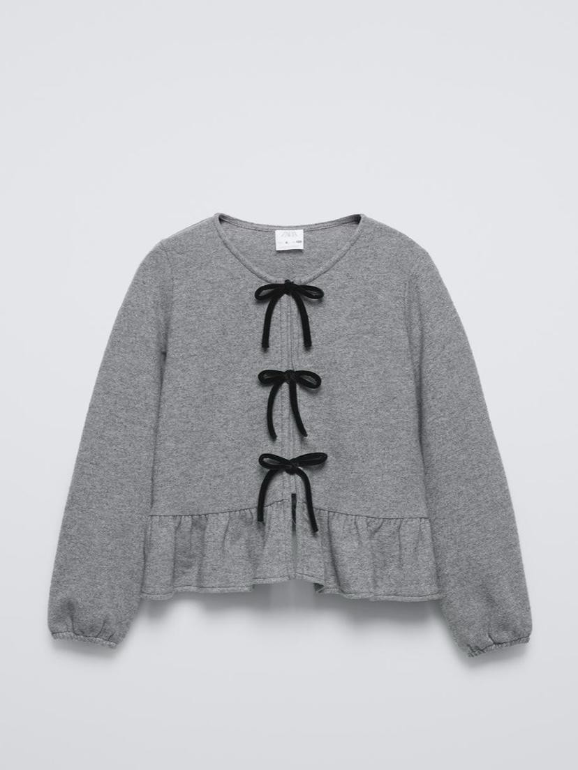 Jersey gris con lazos niña